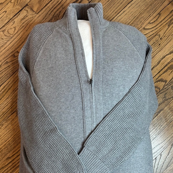 NWT Banana Republic Double Zip Cardigan - Gray Contrast Knit - XL